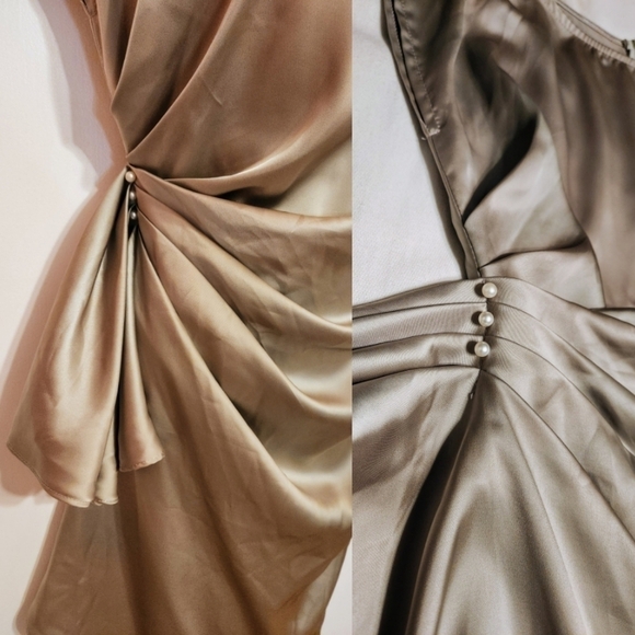 Dolce Viva Green Satin Wrap Dress Sleeveless Medium - Picture 4 of 12